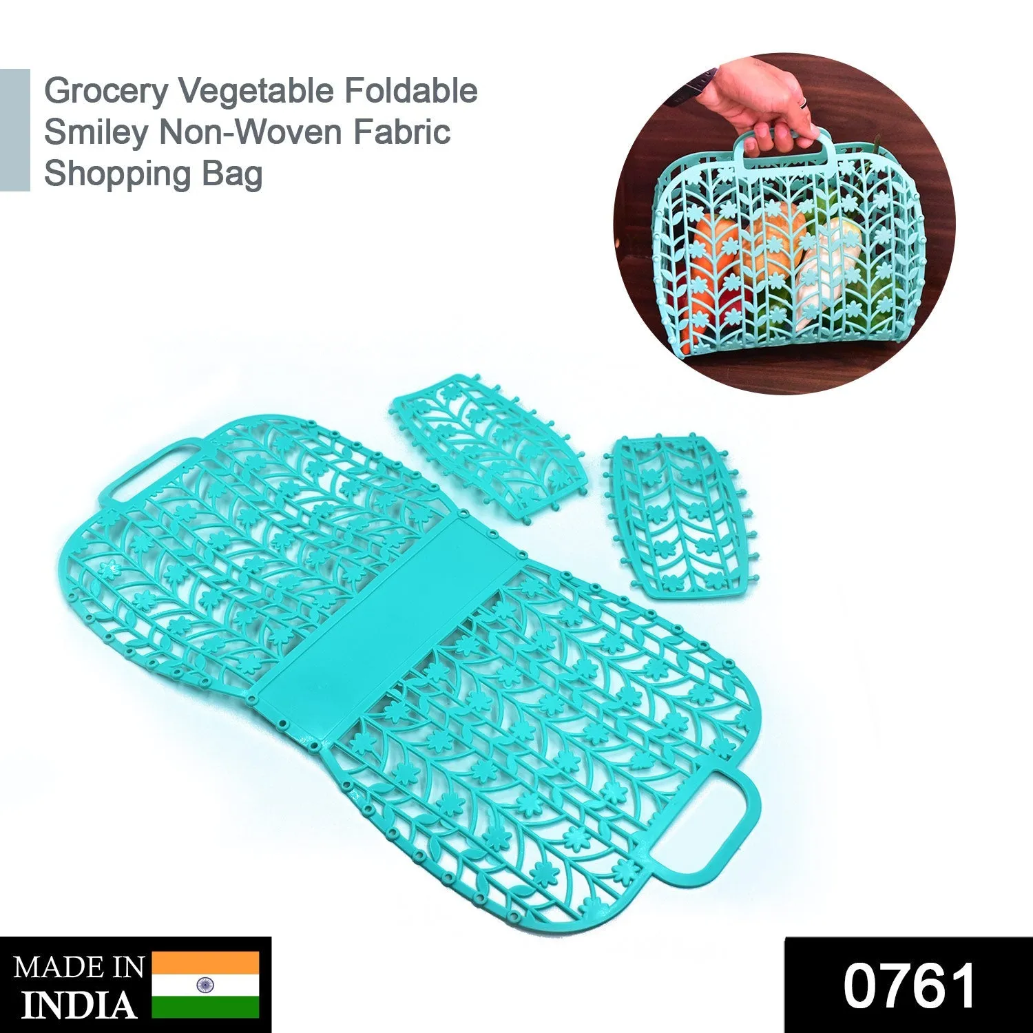 0761 Grocery Vegetable Foldable Smiley Non-Woven Fabric Shopping Bag