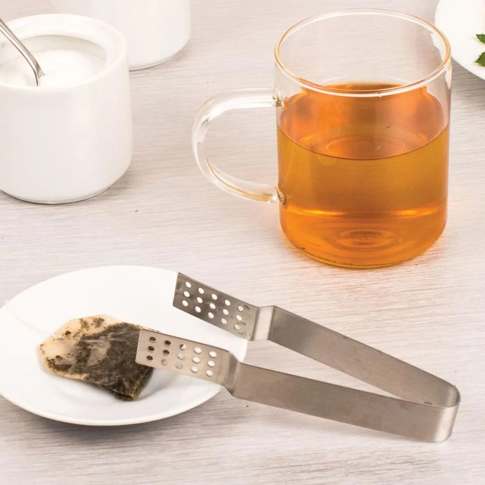 2PC Tea Bag Squeezer Stainless Steel Holder Tongs Easy Squeeze Teabags Strainer