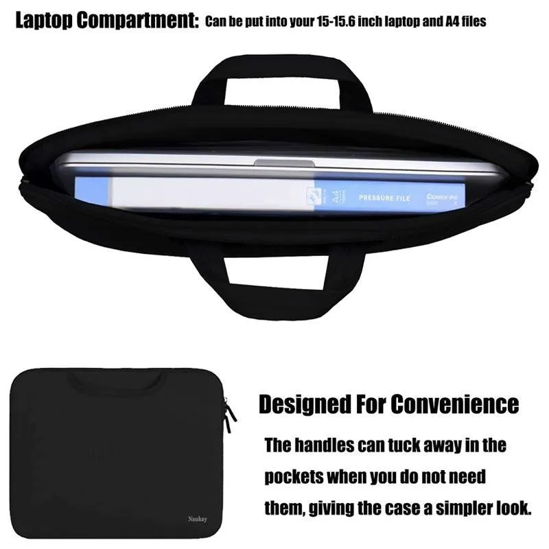 38x28x1.5cm Durable Slim Computer Handbag SE-124 BLACK