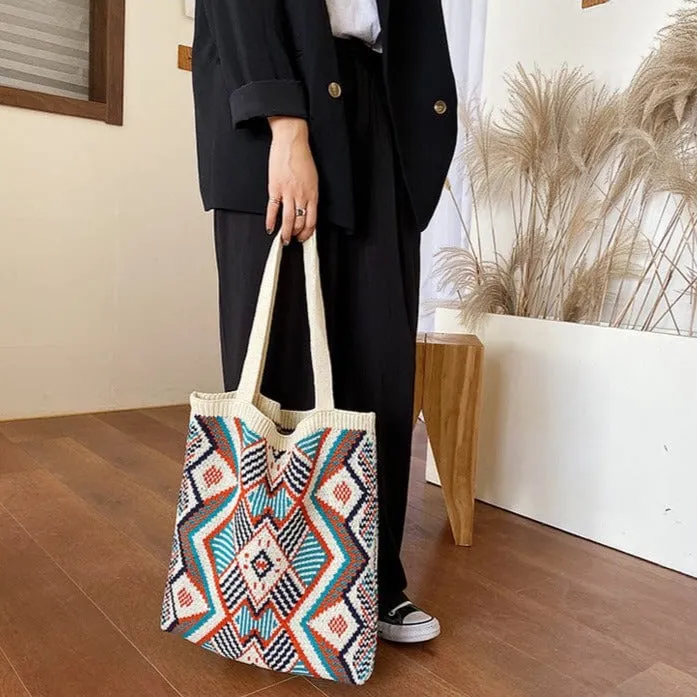 Aztec Soft Crochet Shoulder Bags