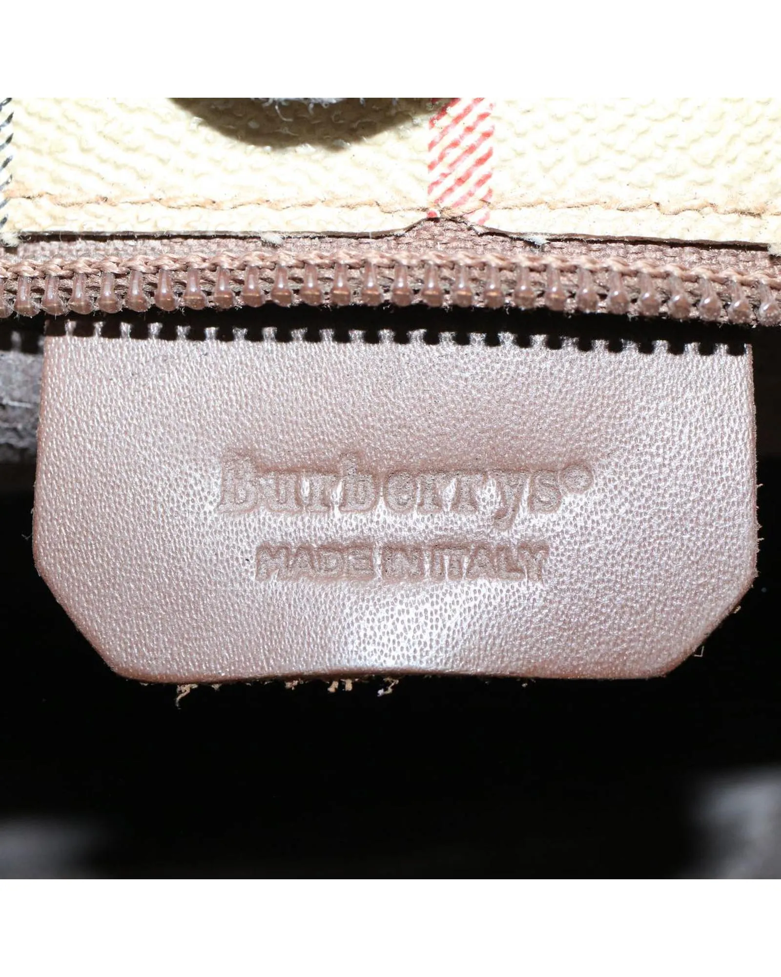 Beige PVC Leather Clutch Bag with Nova Check Pattern
