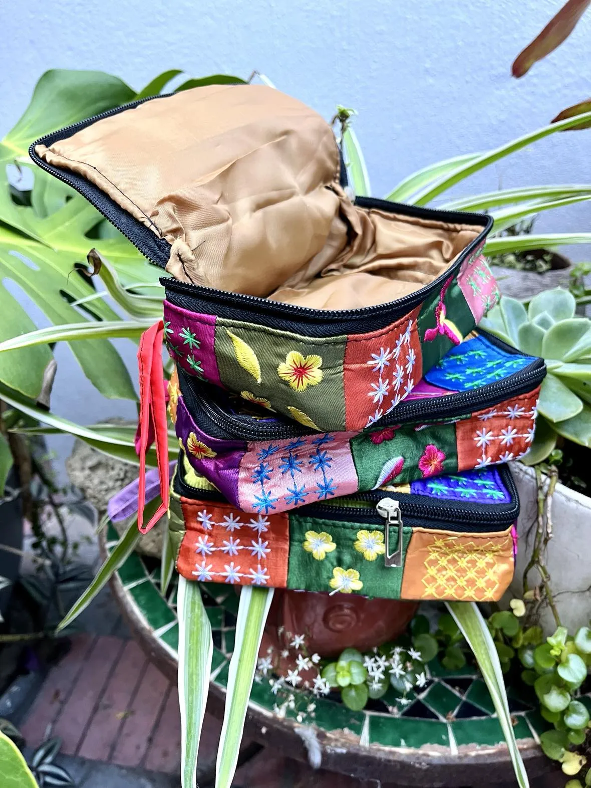 Boho Silk Patch Cosmetic Bag