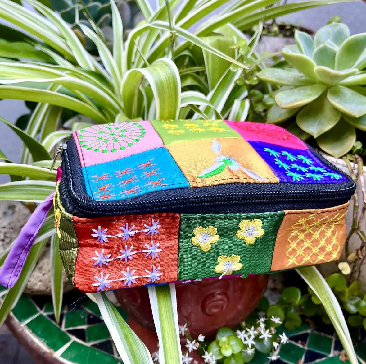 Boho Silk Patch Cosmetic Bag