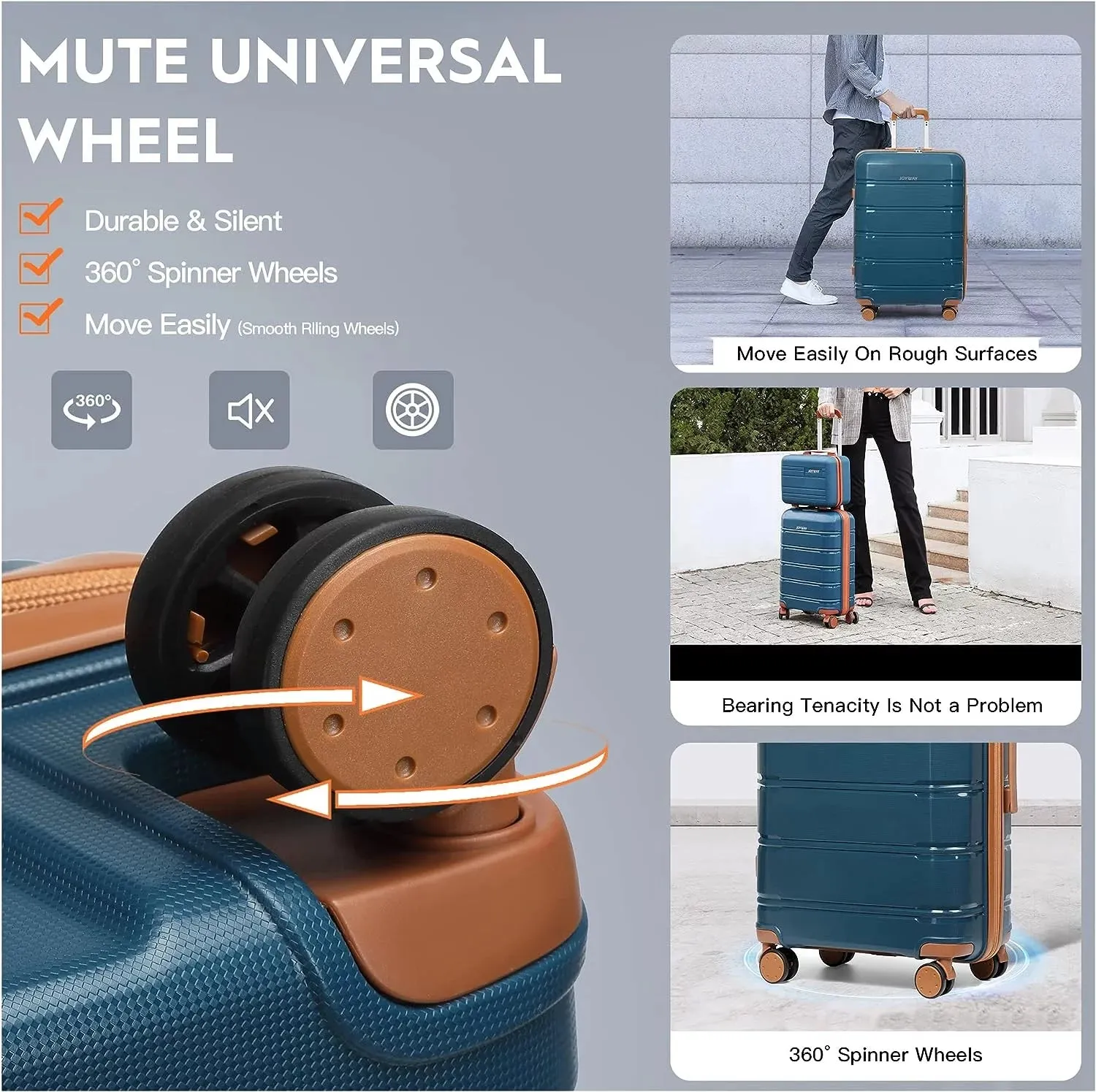 Carry-On Luggage 20" Lightweight Polypropylene Luggage, Hardshell Suitcase with Swivel Wheels