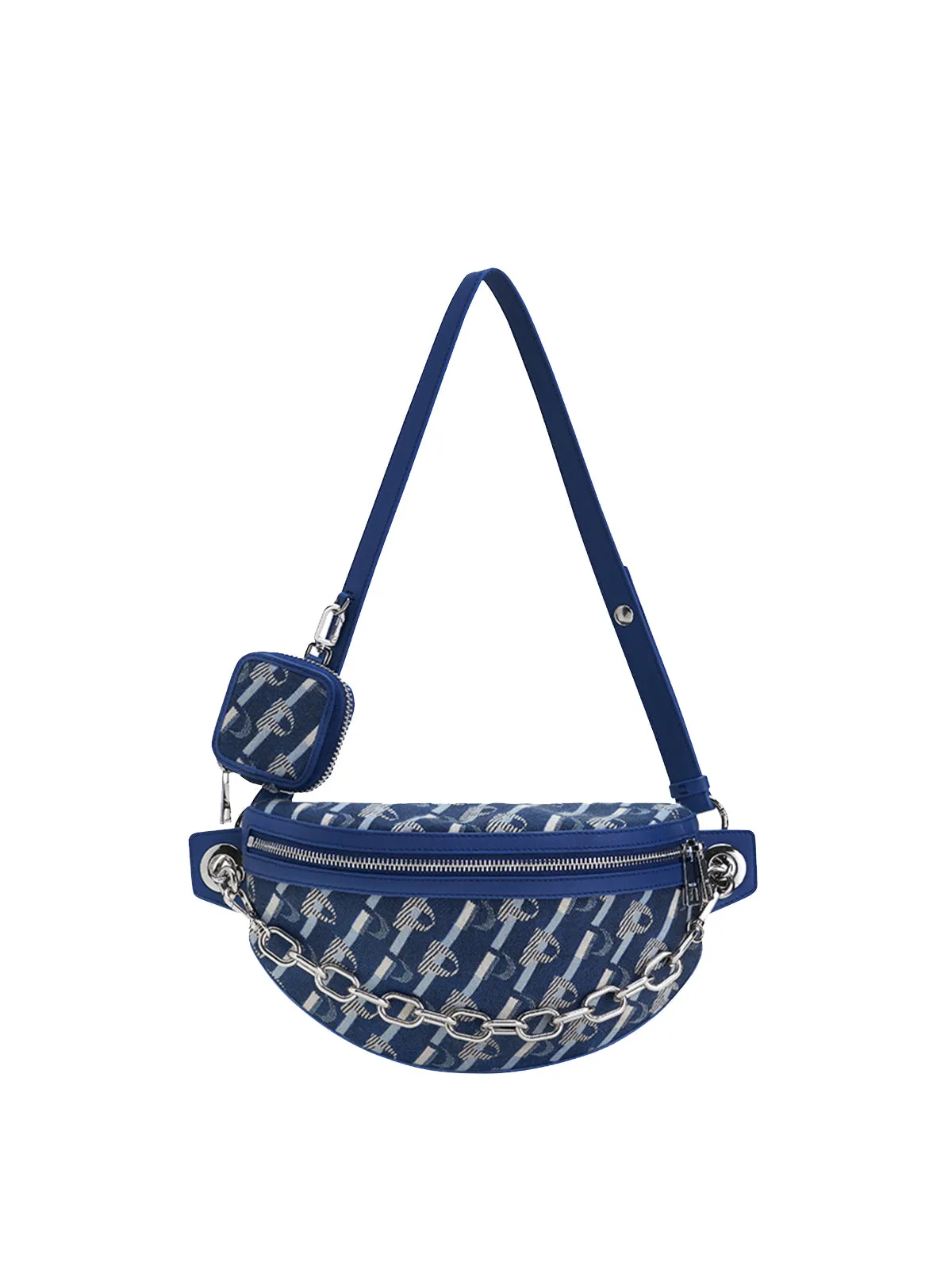 Diagonal Denim Chain 2-In-1  Crossbody Bag Shoulder Bag Chest Bag