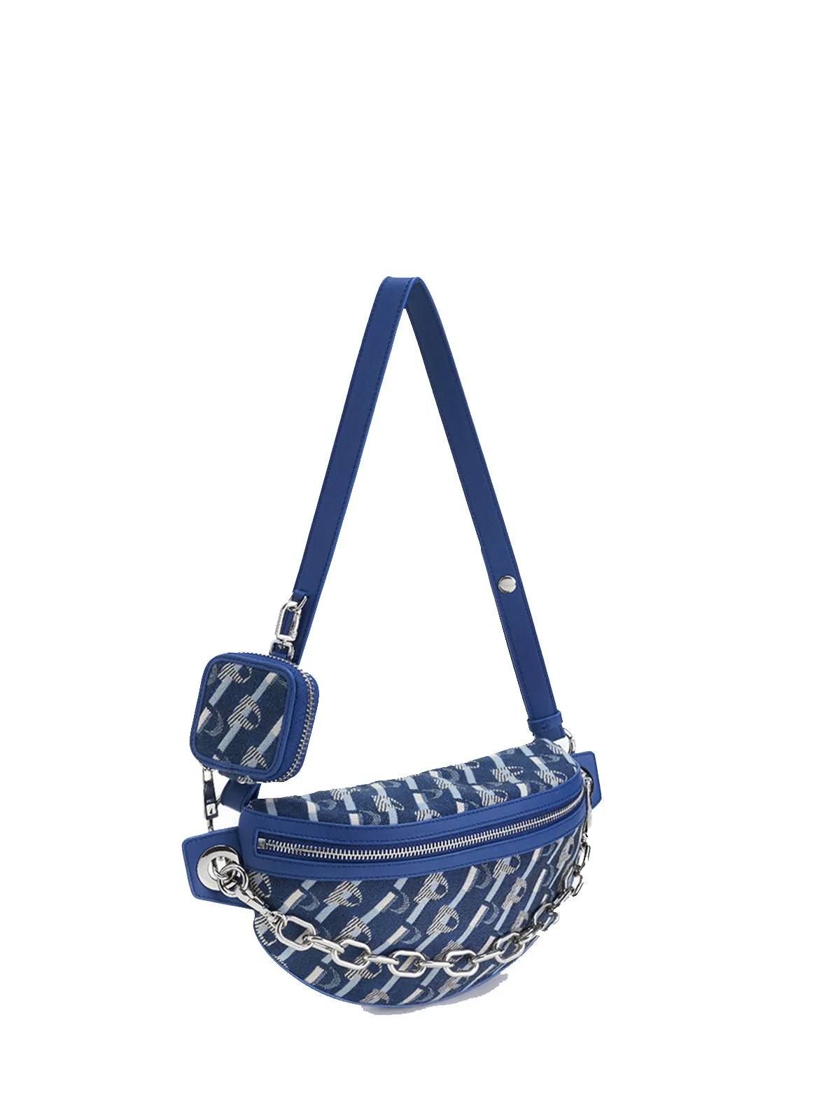 Diagonal Denim Chain 2-In-1  Crossbody Bag Shoulder Bag Chest Bag