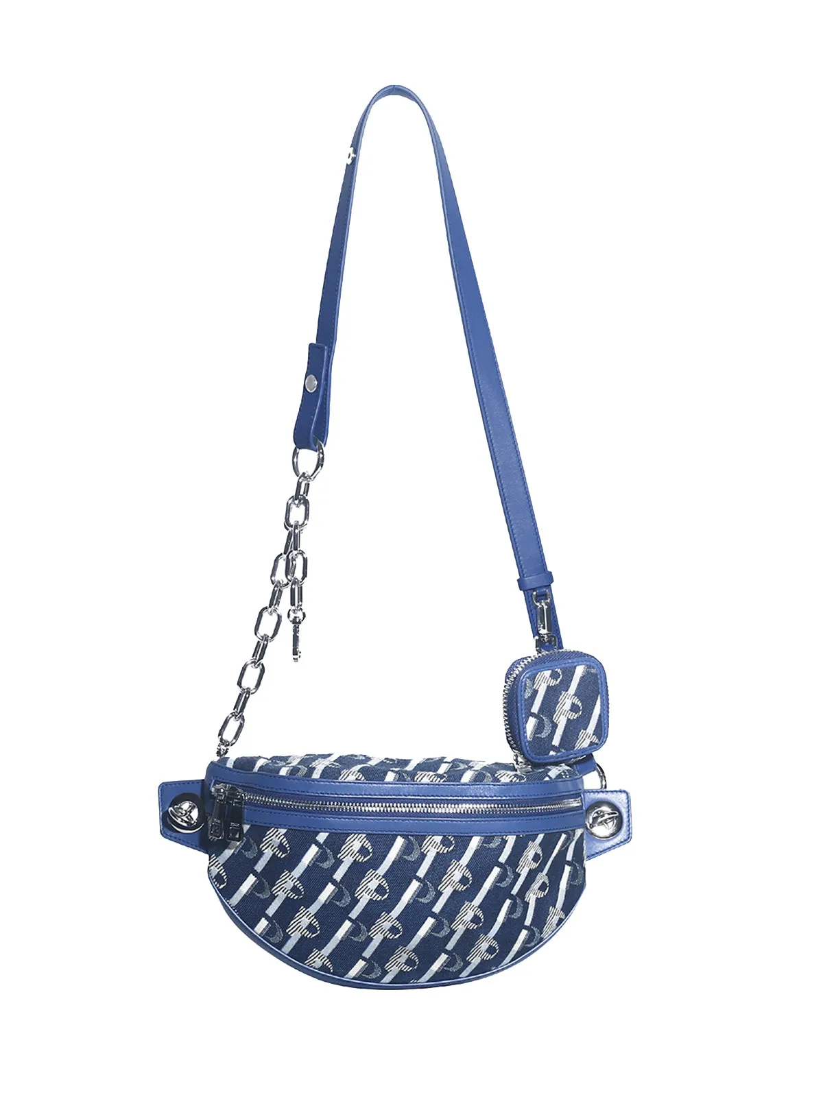 Diagonal Denim Chain 2-In-1  Crossbody Bag Shoulder Bag Chest Bag