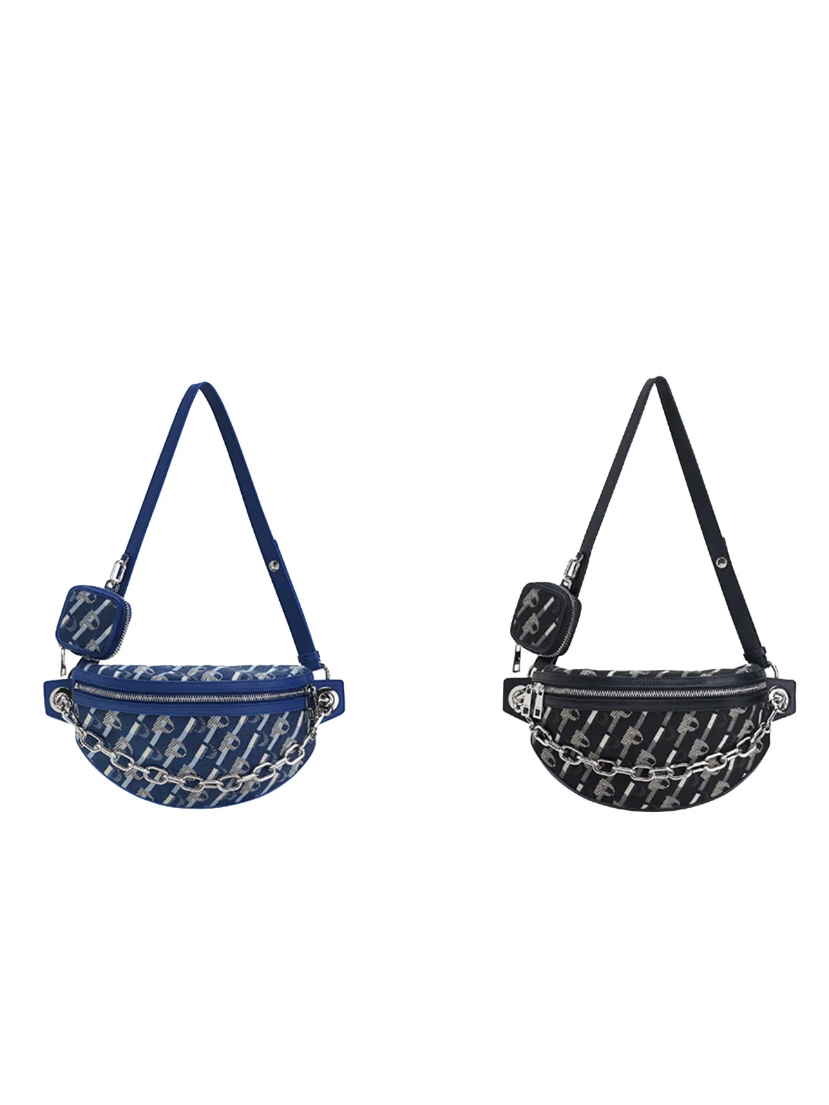 Diagonal Denim Chain 2-In-1  Crossbody Bag Shoulder Bag Chest Bag