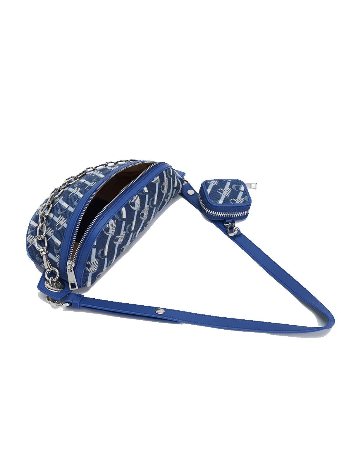 Diagonal Denim Chain 2-In-1  Crossbody Bag Shoulder Bag Chest Bag