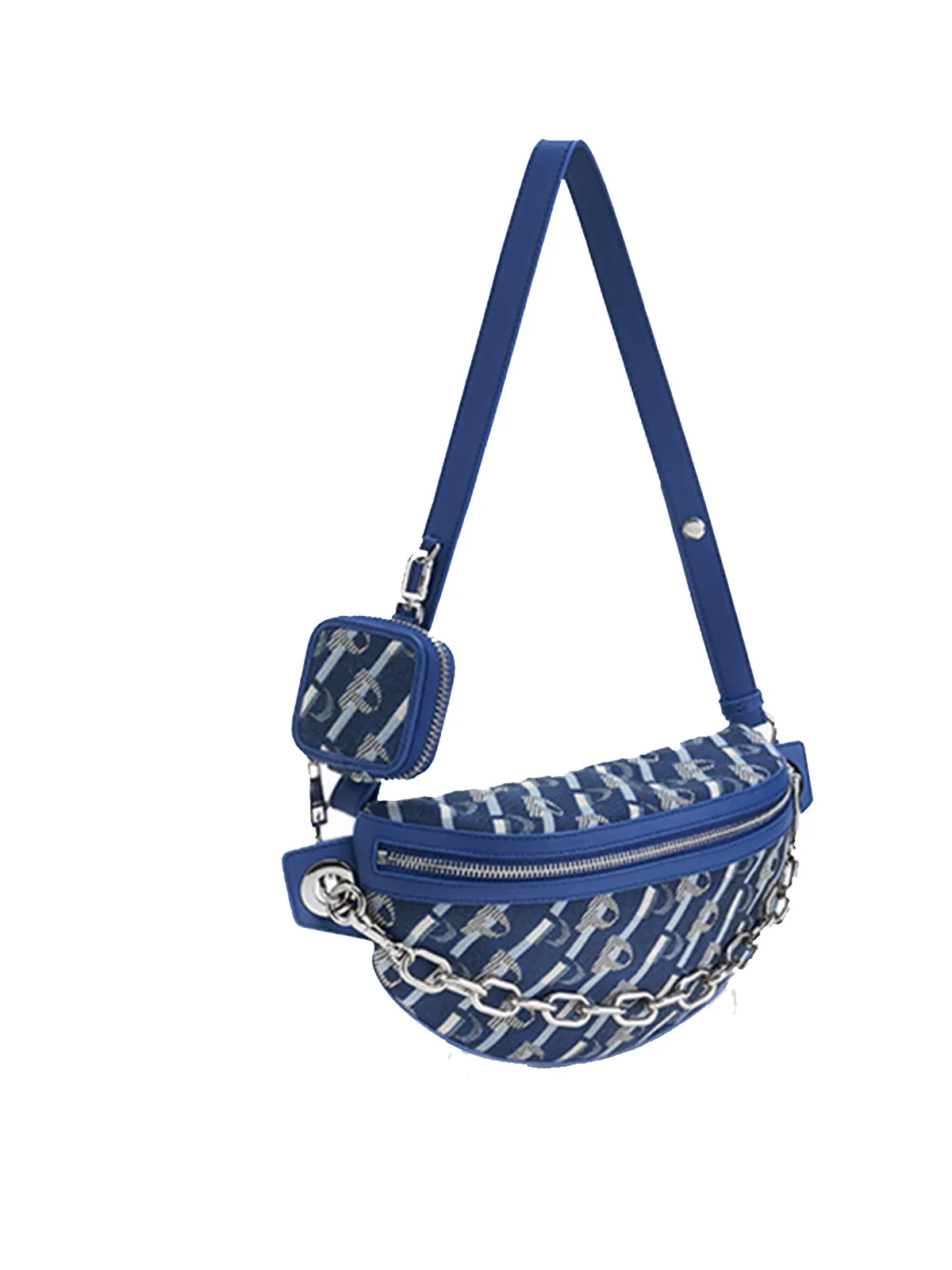 Diagonal Denim Chain 2-In-1  Crossbody Bag Shoulder Bag Chest Bag