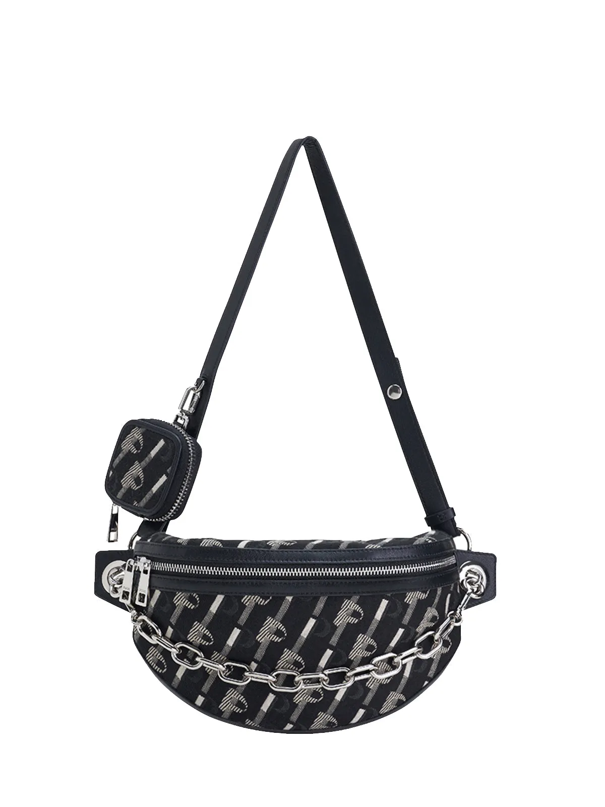 Diagonal Denim Chain 2-In-1  Crossbody Bag Shoulder Bag Chest Bag