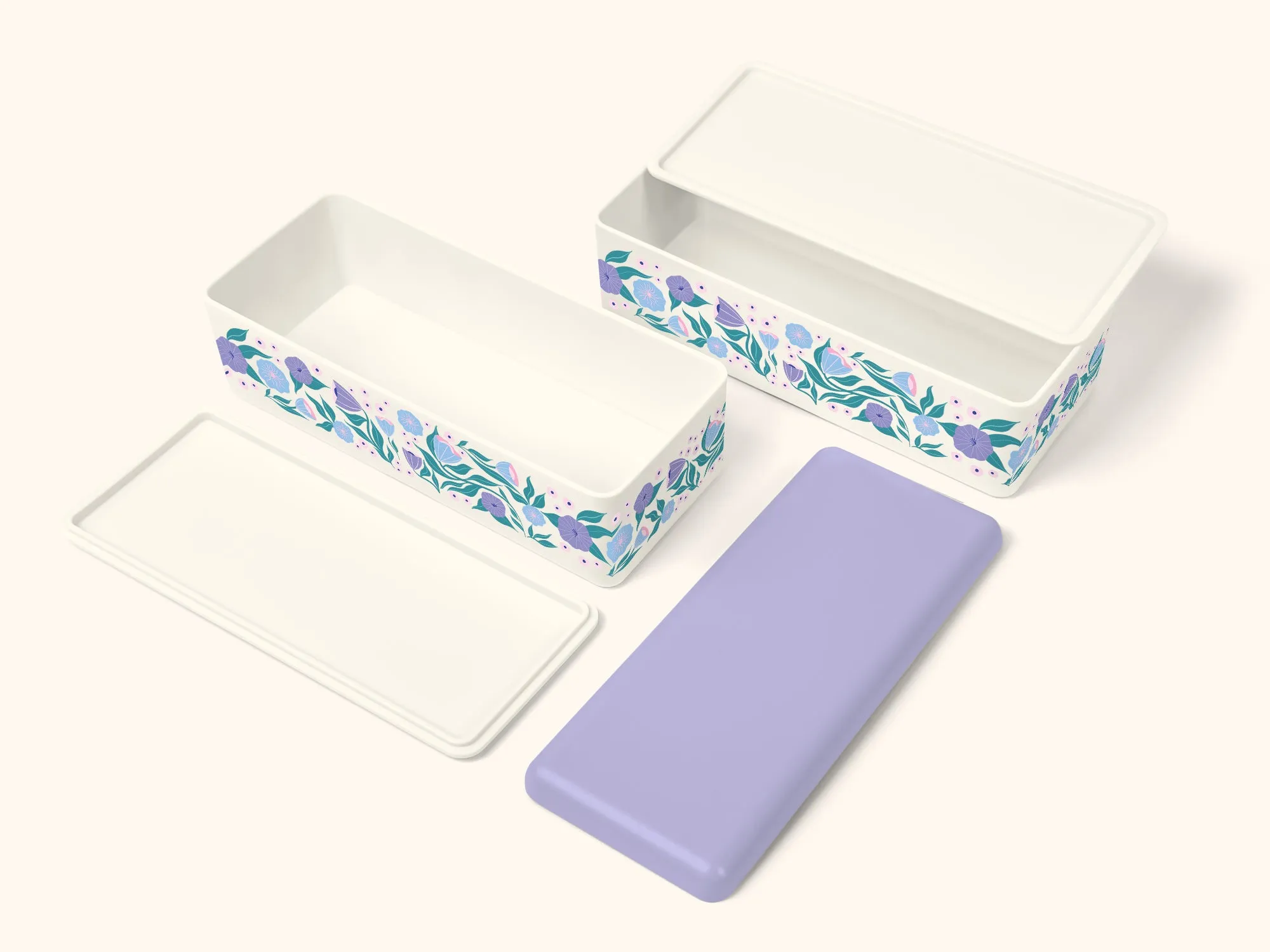 Folk Art Flowers Lavender Snack Size Bento Box