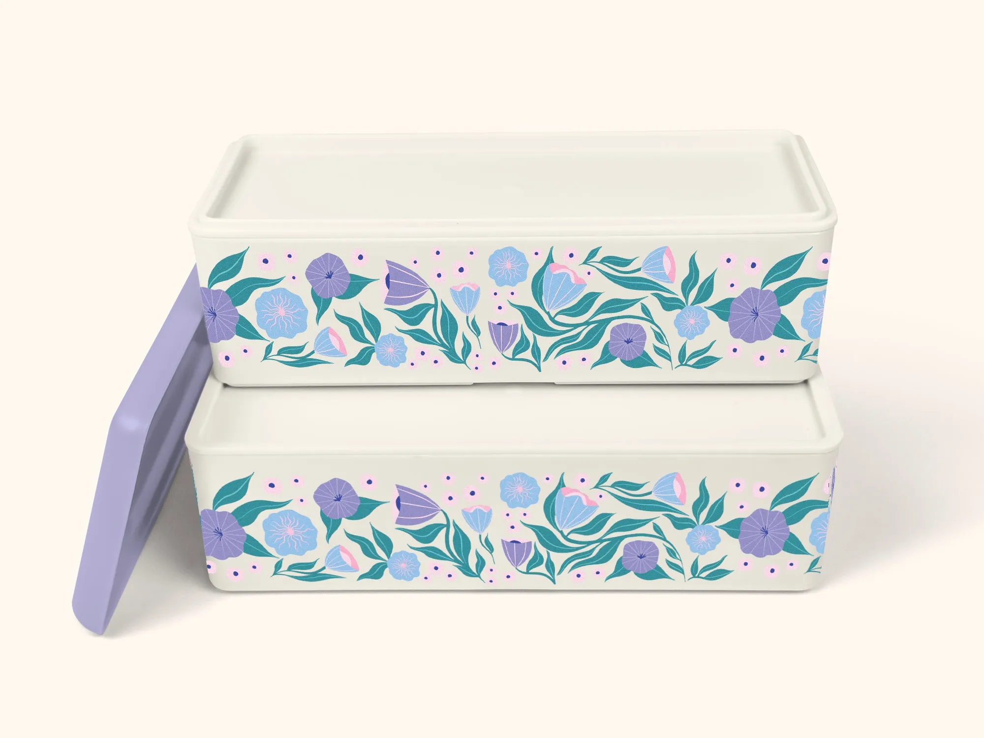 Folk Art Flowers Lavender Snack Size Bento Box