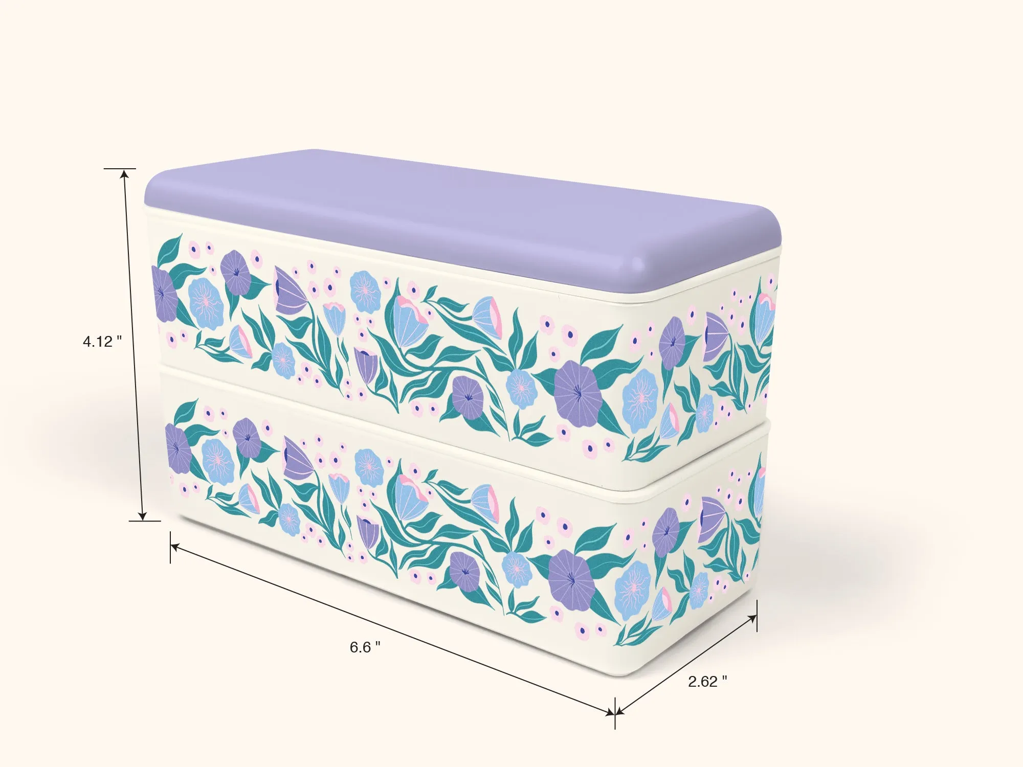 Folk Art Flowers Lavender Snack Size Bento Box