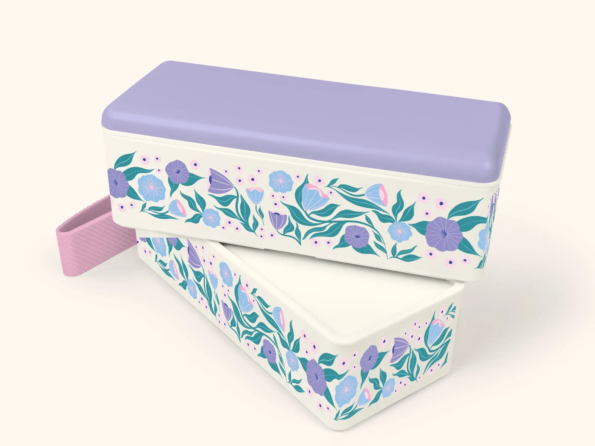 Folk Art Flowers Lavender Snack Size Bento Box