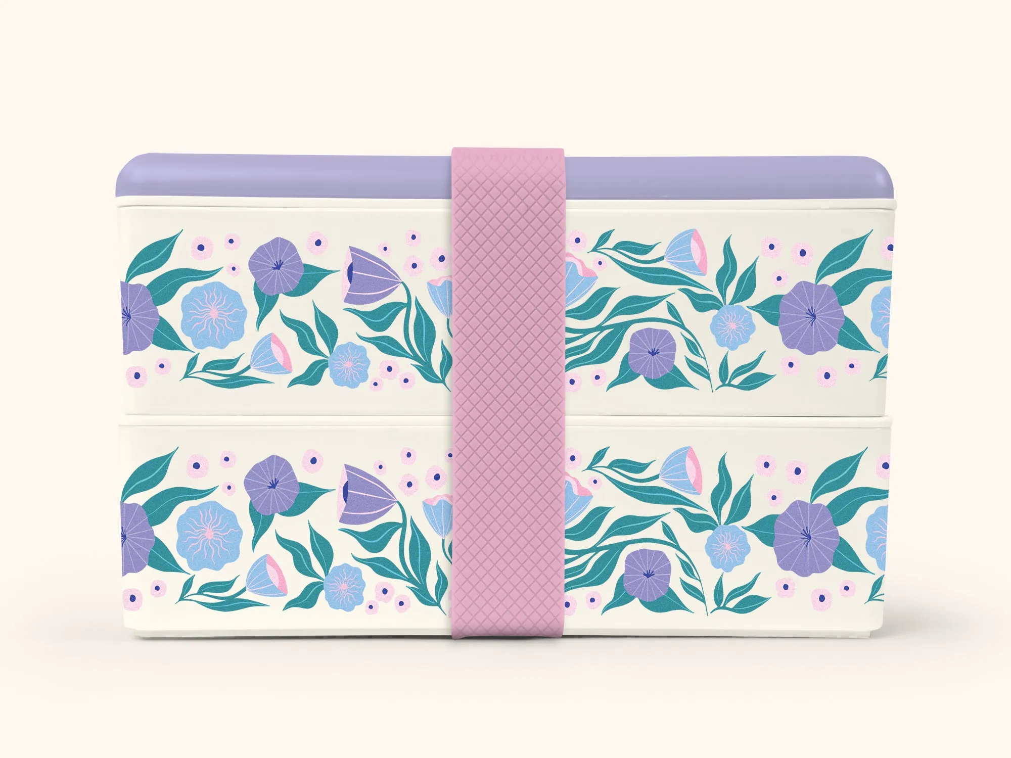 Folk Art Flowers Lavender Snack Size Bento Box