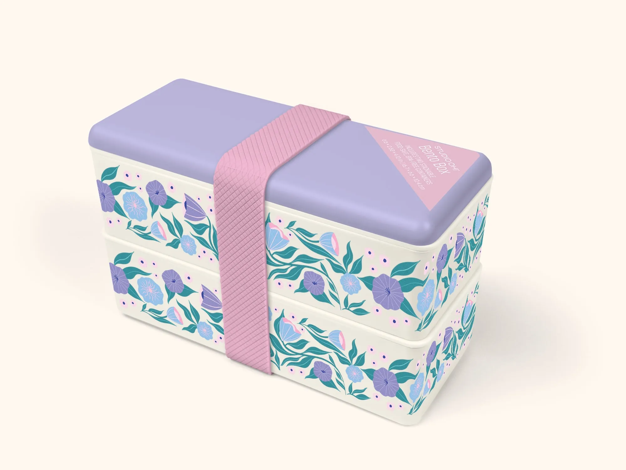 Folk Art Flowers Lavender Snack Size Bento Box