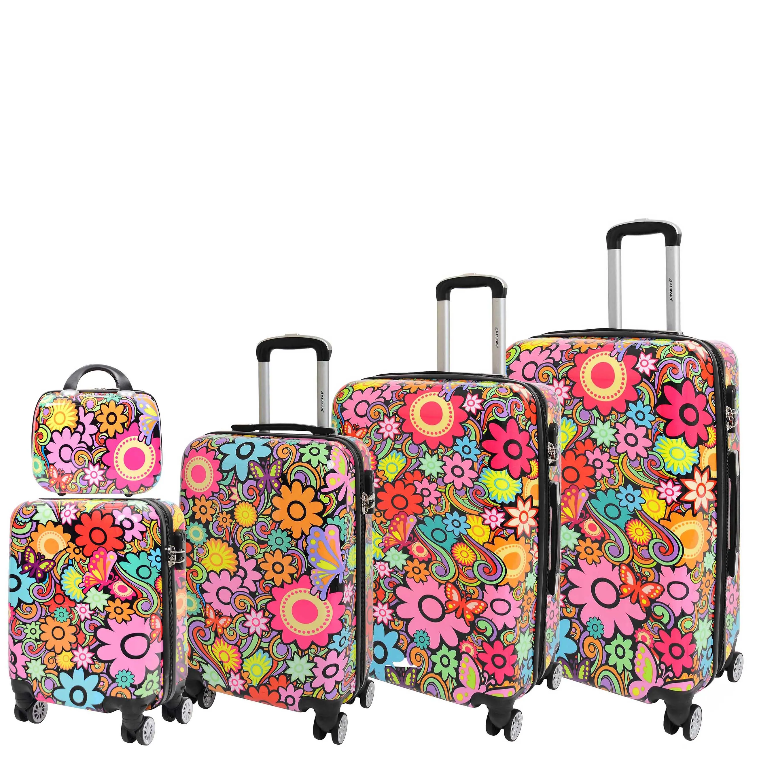 Four Wheel Suitcase Hard Shell Expandable Luggage Flower Print