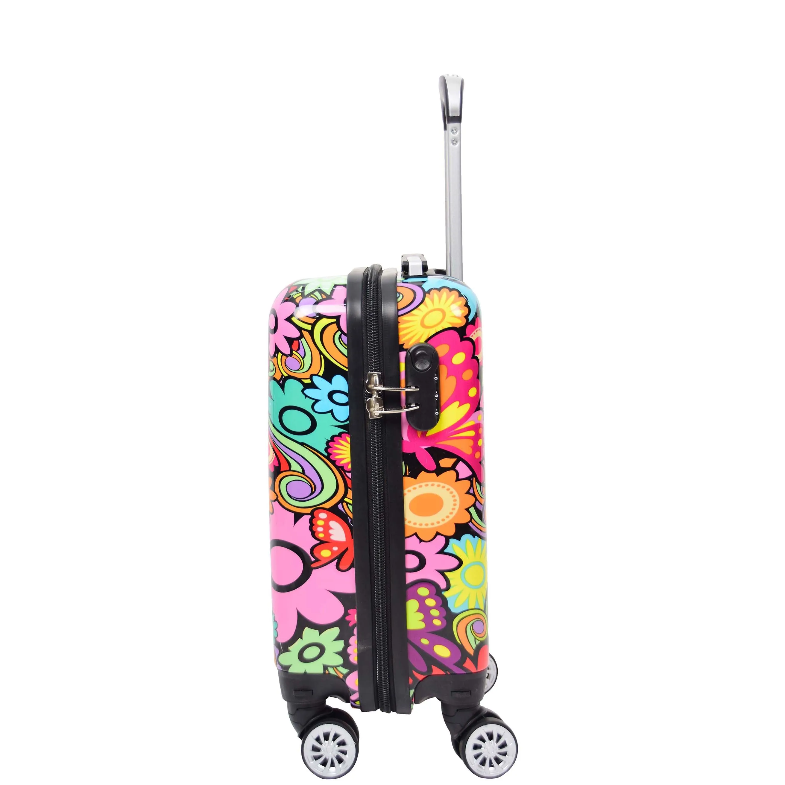 Four Wheel Suitcase Hard Shell Expandable Luggage Flower Print