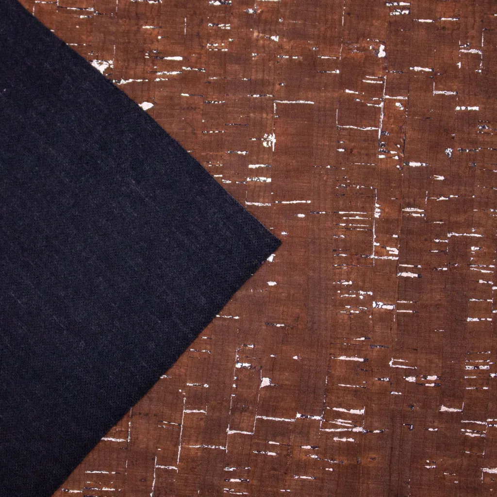 Glam Umber Brown with silver- cork textile sheet rustic COF-368
