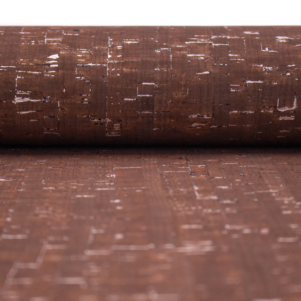 Glam Umber Brown with silver- cork textile sheet rustic COF-368