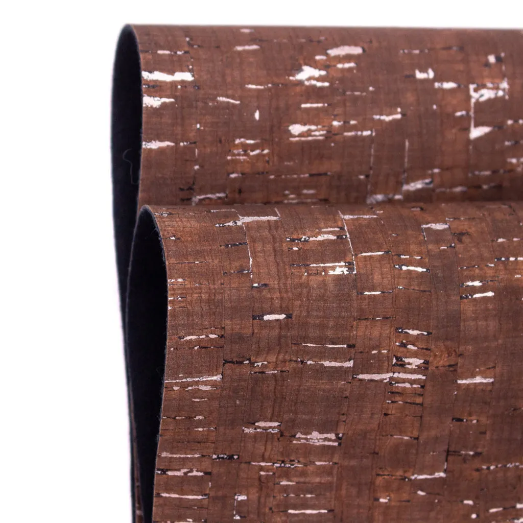 Glam Umber Brown with silver- cork textile sheet rustic COF-368