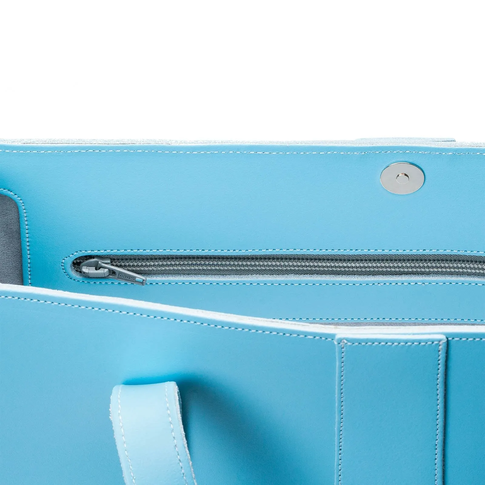 Handmade Leather Shopper - Pastel Baby Blue
