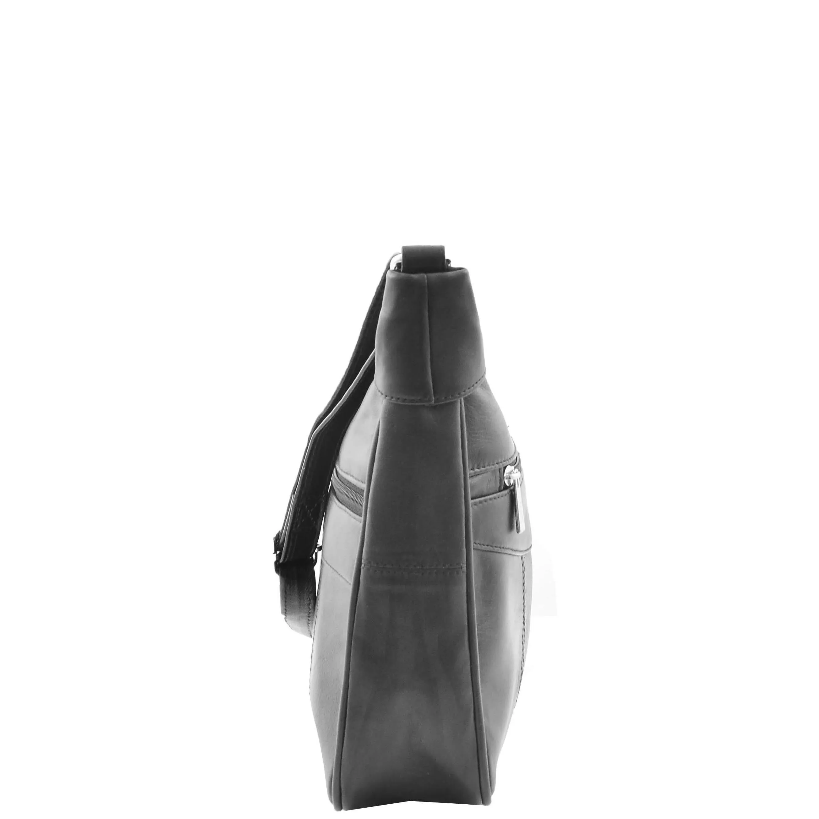Ladies Soft Leather Crossbody Bag Twin Zip Top Everyday Organiser Bertha Black