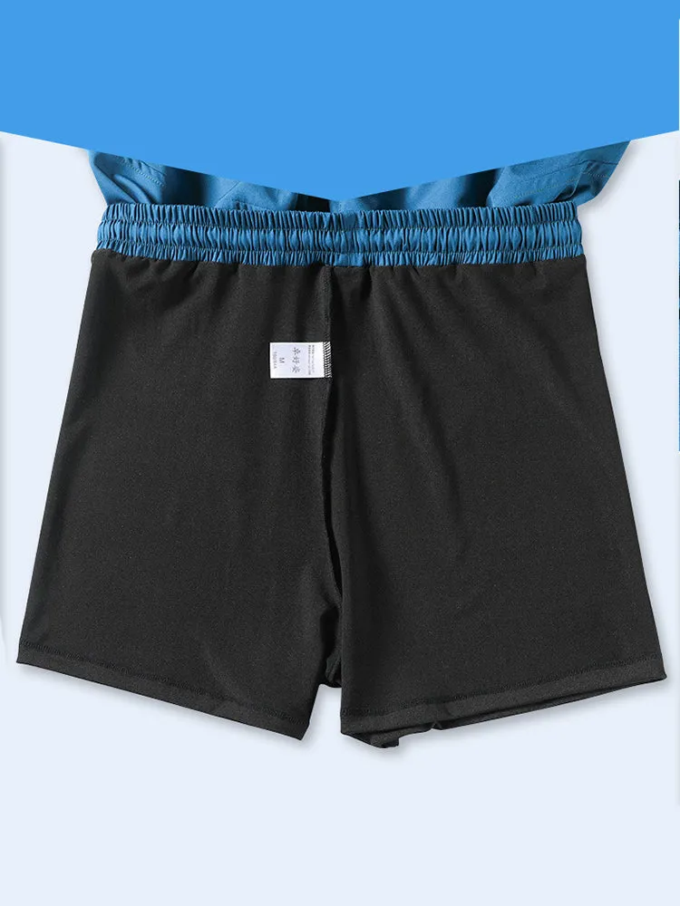 Men Breathable Liner Zipper Pocket Swim Trunks