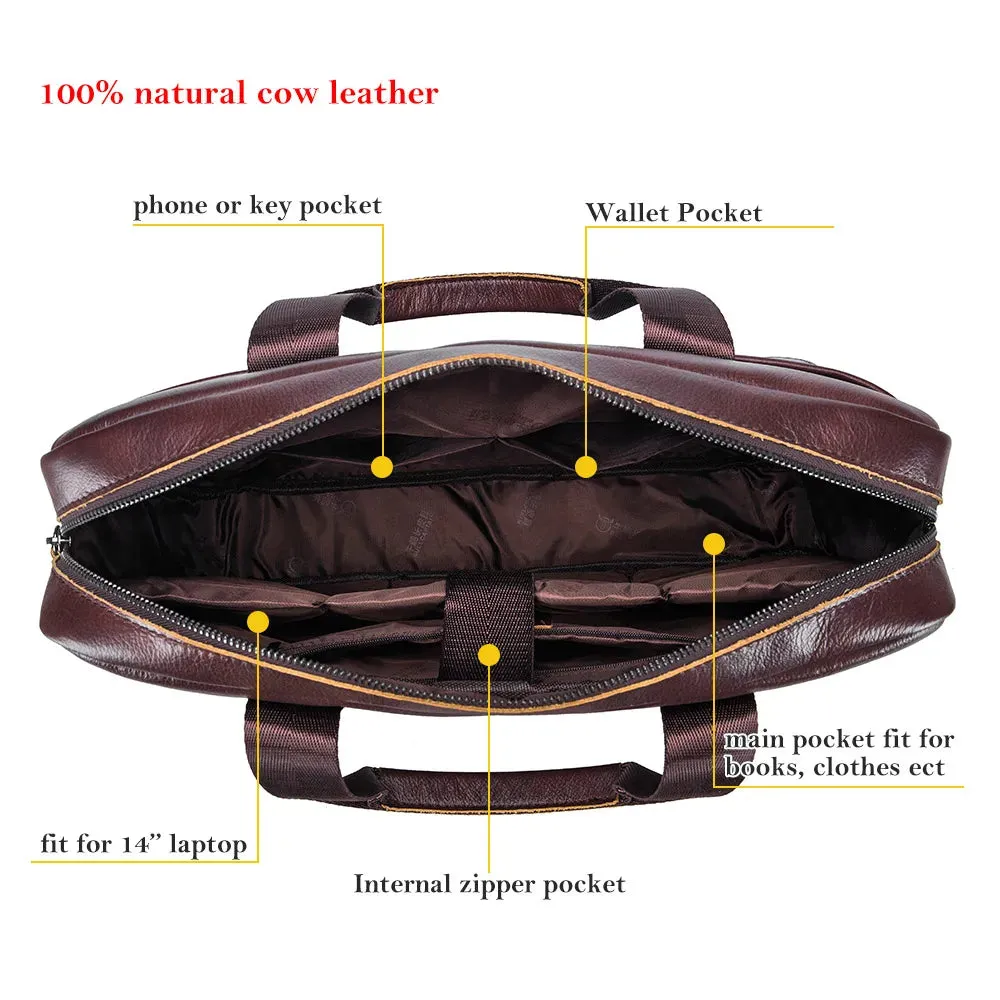 Men's Bag Genuine Leather Men Briefcase for Laptop 14 Messenger Men's Leather Bag
