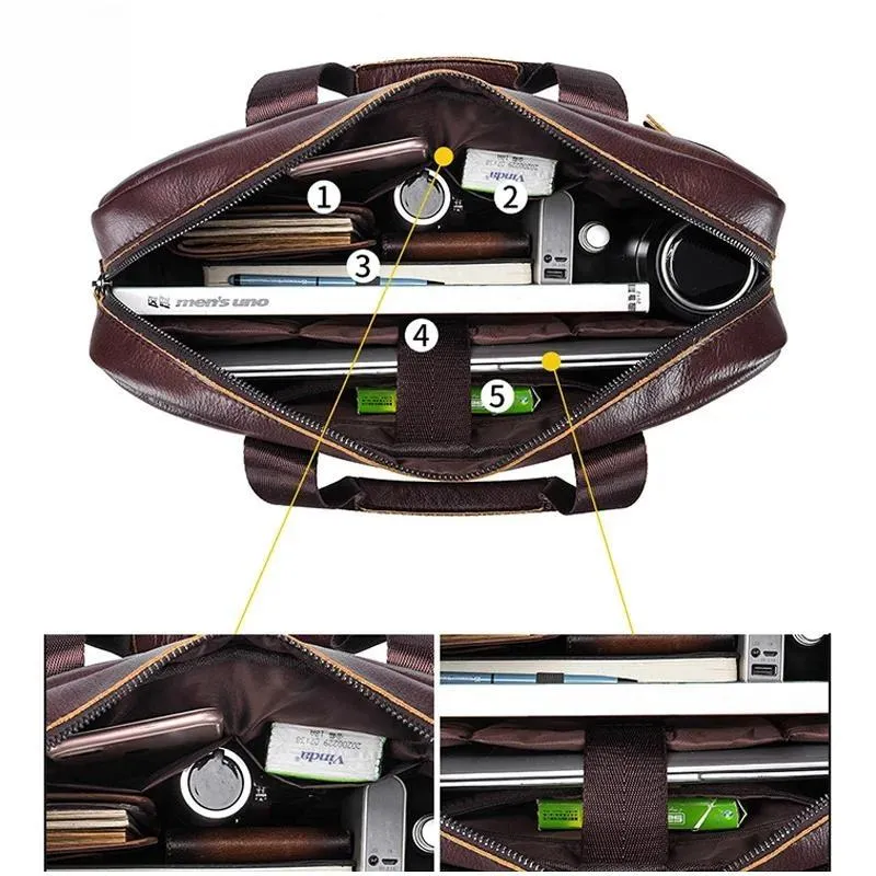 Men's Bag Genuine Leather Men Briefcase for Laptop 14 Messenger Men's Leather Bag