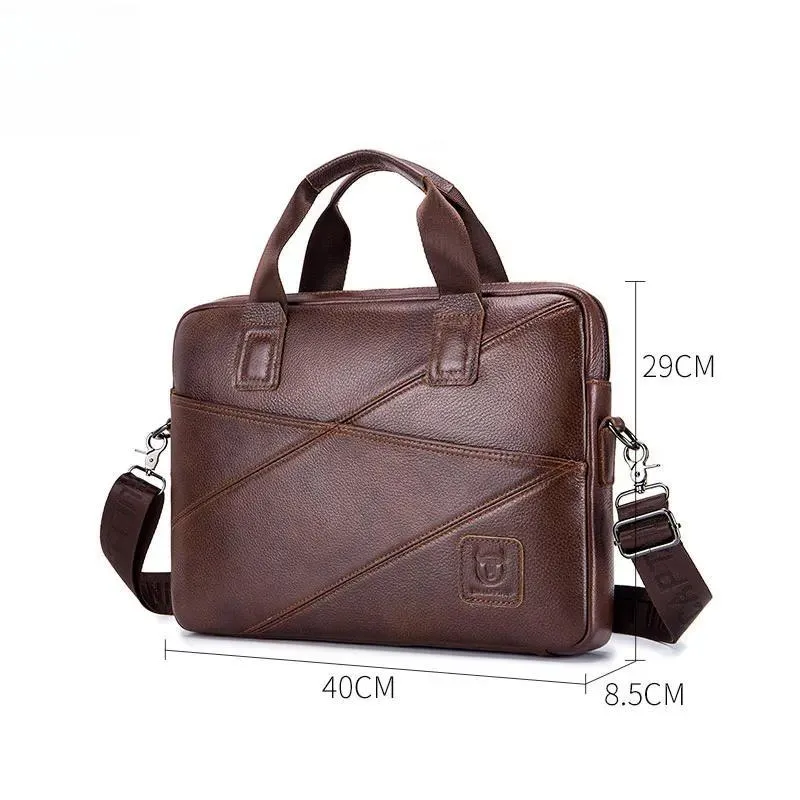 Men's Leather Briefcase With Large Capacity Multifunctional Handbag Business Bag