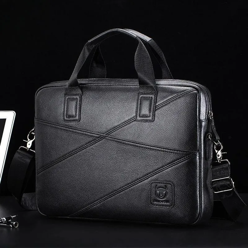 Men's Leather Briefcase With Large Capacity Multifunctional Handbag Business Bag