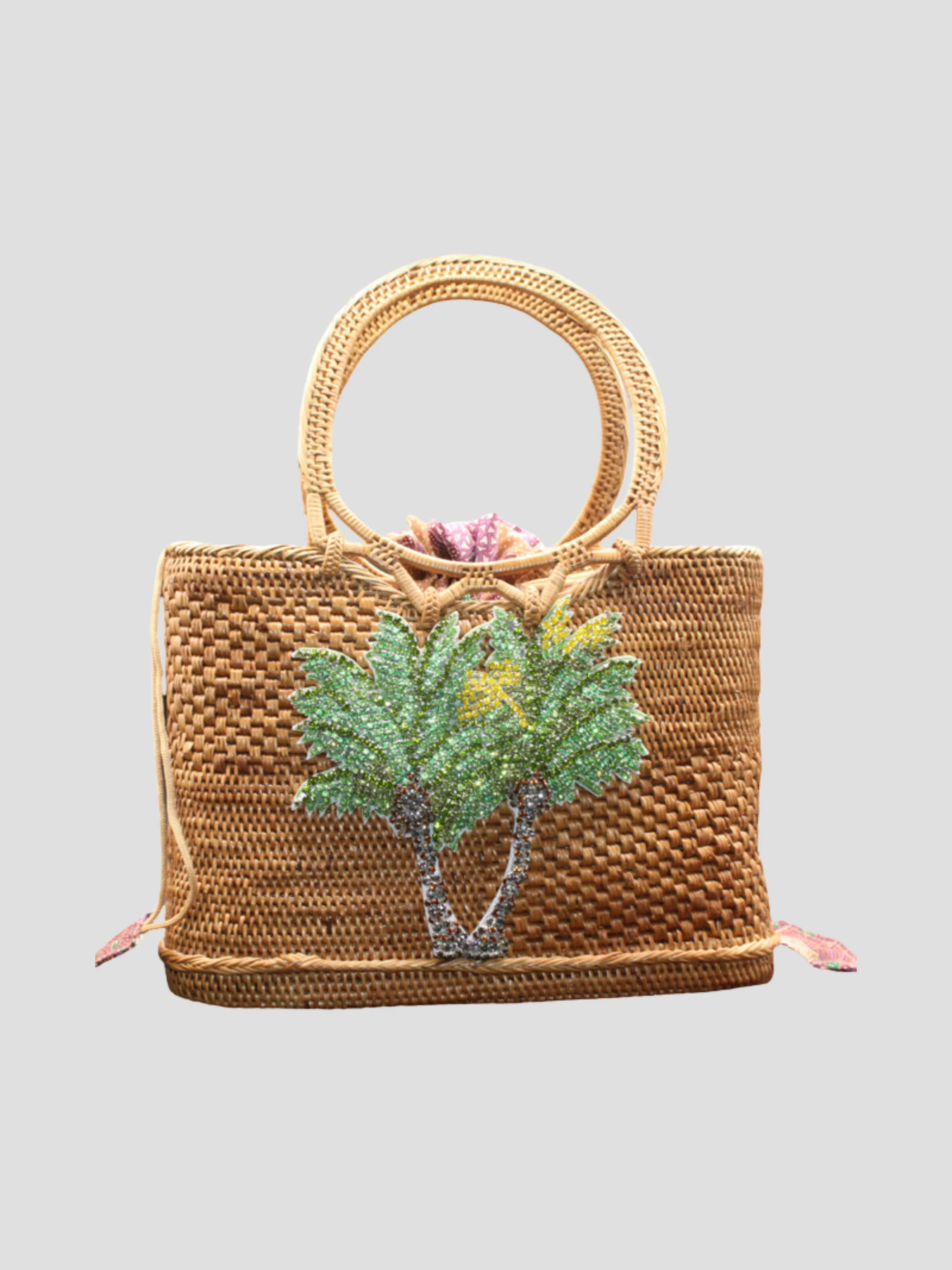Raffia Tote with Swarovski Palm Tree