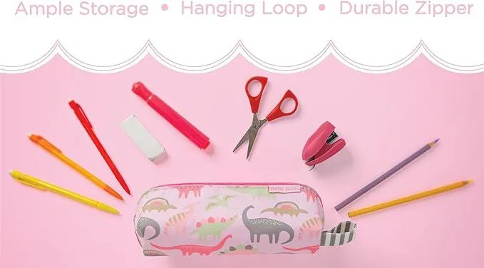 Stephen Joseph All Over Printed Pencil Pouch - Pink Dino