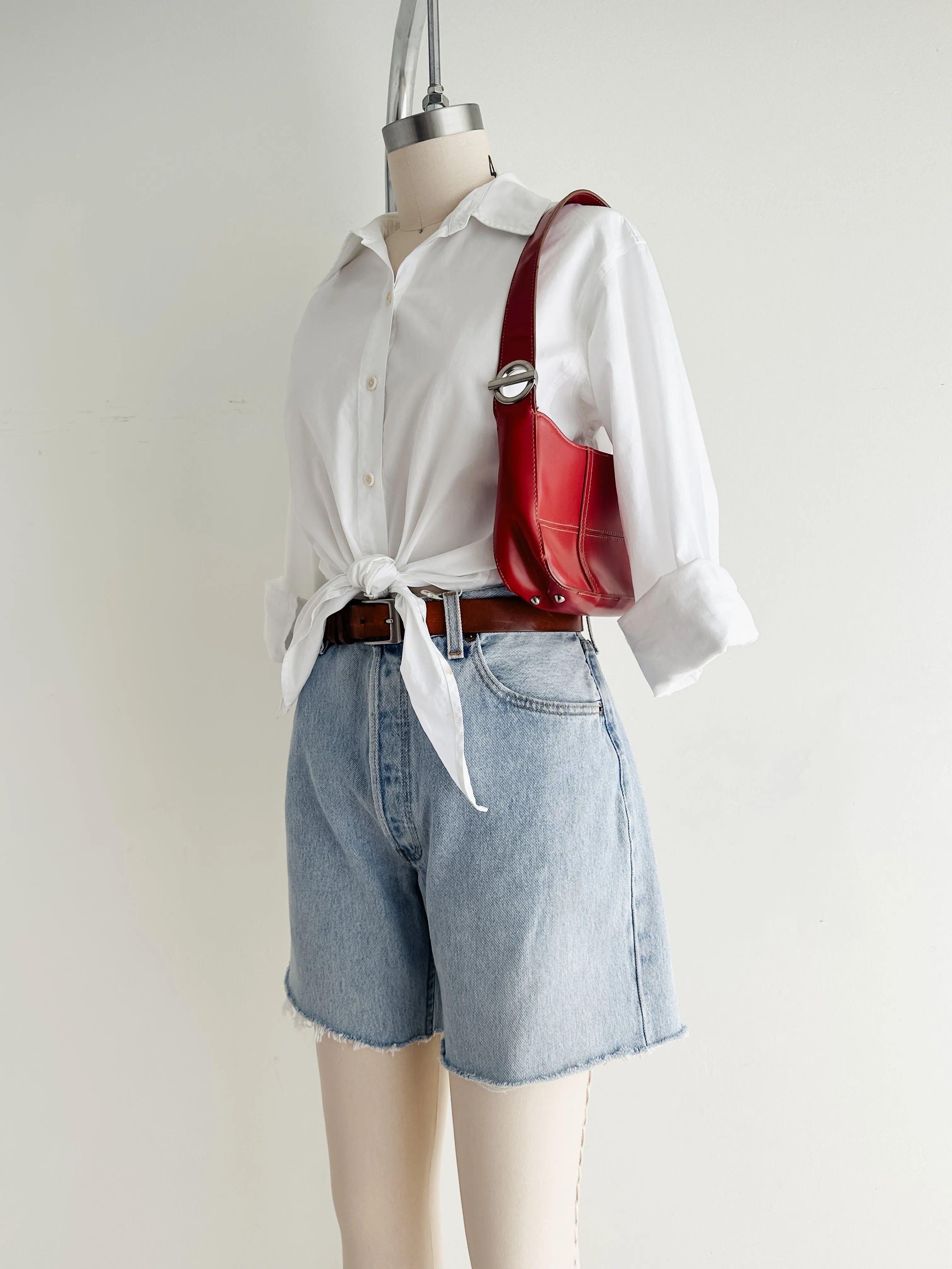 vintage red vegan leather mini handbag