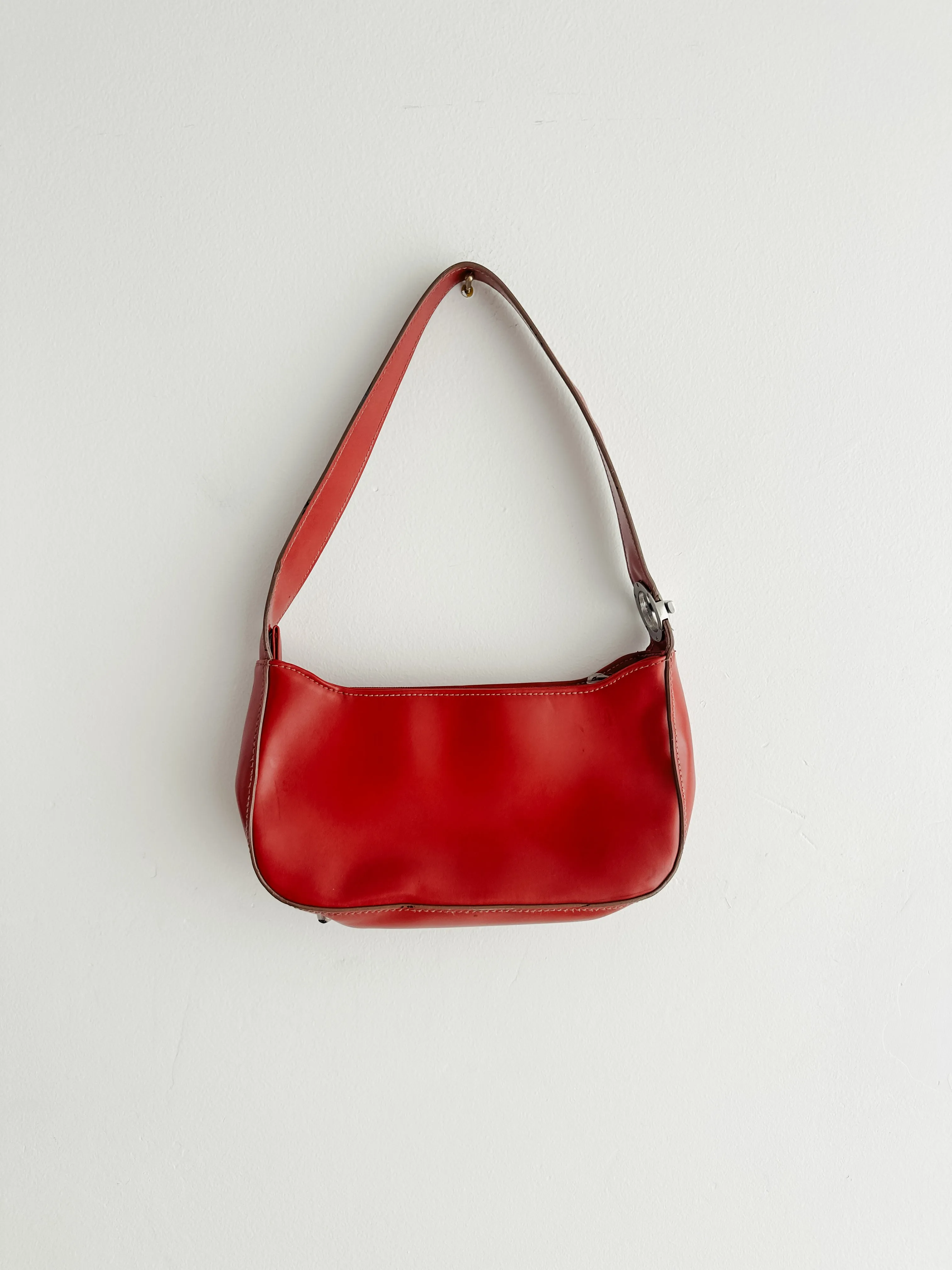 vintage red vegan leather mini handbag