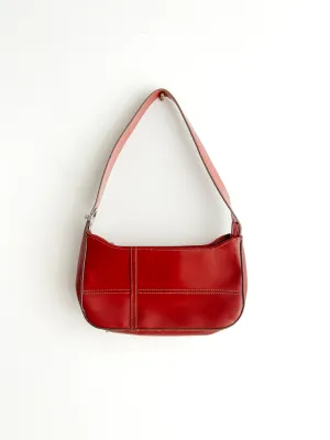 vintage red vegan leather mini handbag