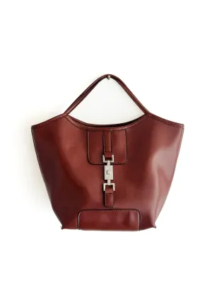 vintage russet faux leather handbag