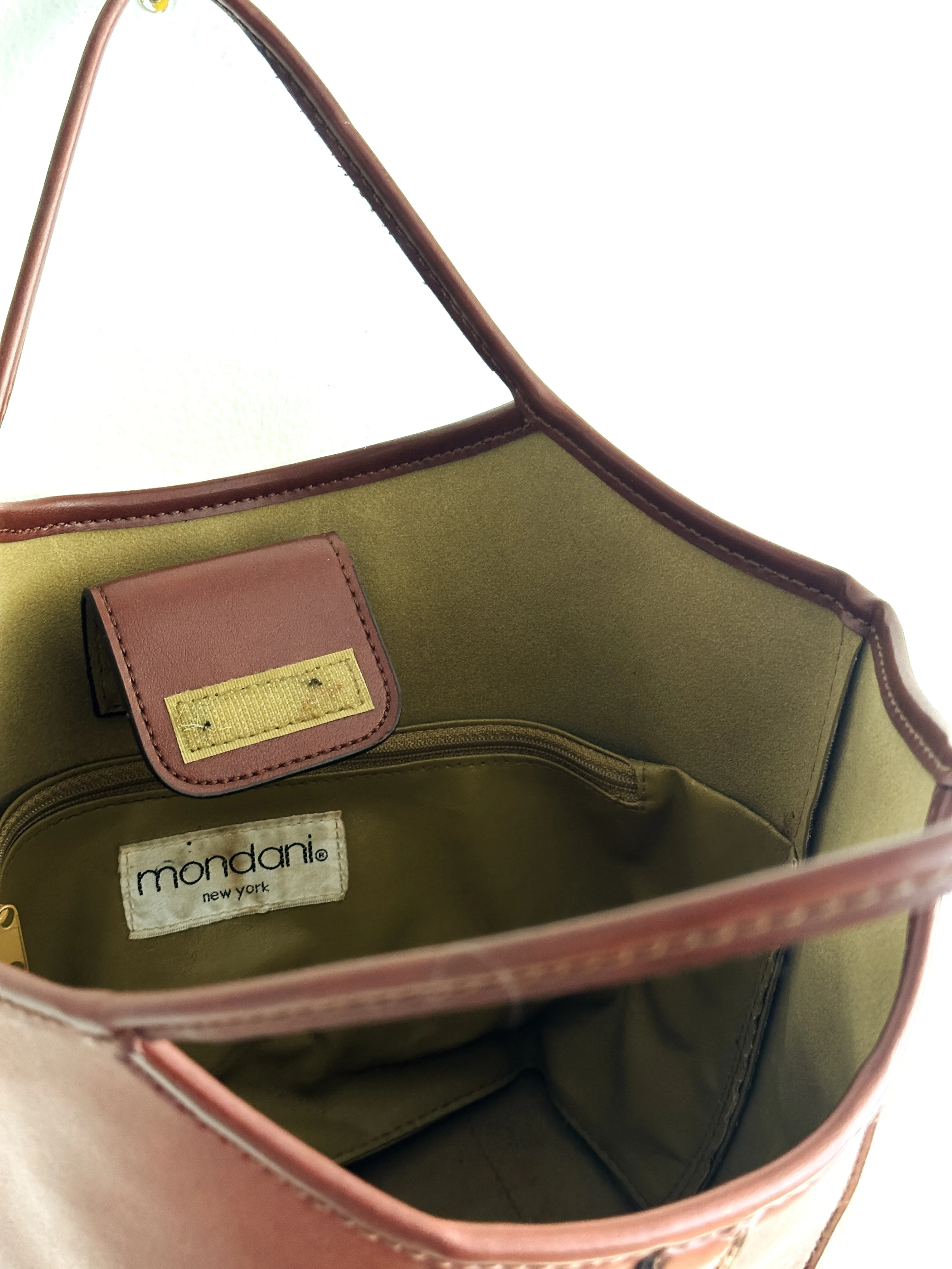 vintage russet faux leather handbag