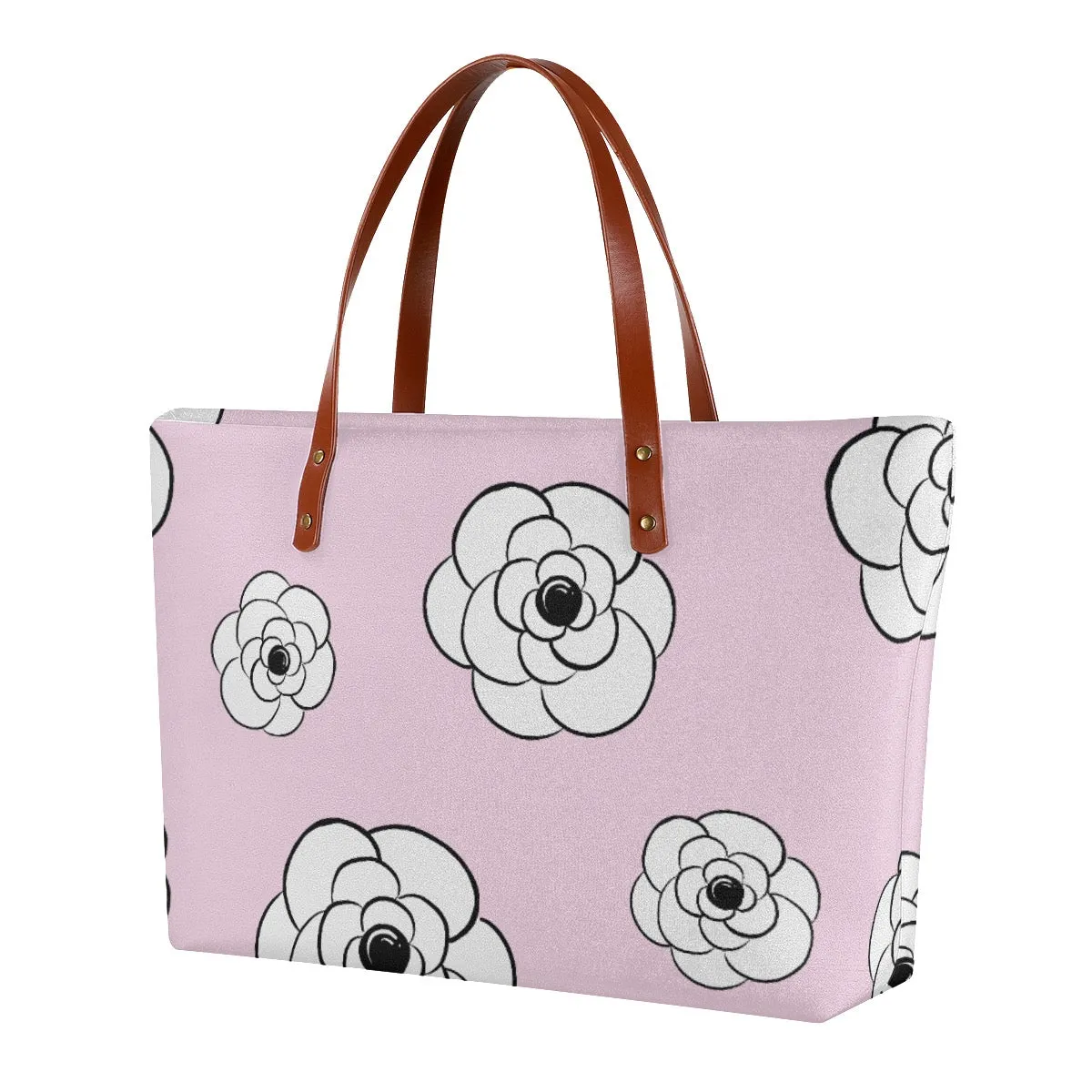 Women's Tote Bag | Diving Cloth 119 pink  with white flower print